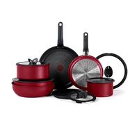 T-fal Ingenio Expertise Non Stick Cookware Set 14 Piece, Induction, Oven Broiler Safe 500F, Cookware, Pots and Pans Set, RV, Camping, Kitchen Frying Pans, Dishwasher Safe, Detachable Handle Cherry Red