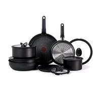 T-fal Ingenio Expertise Non Stick Cookware Set 14 Piece, Induction Oven Broiler Safe 500F, Detachable/Removable Handle, Kitchen, Pots and Pans, RV, Camping, Fry Pans, Saucepans, Dishwasher Safe Black