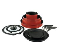 T-fal Ingenio Nonstick Cookware Set 10 Piece, Induction, Oven Broiler Safe 500F, Cookware, Pots and Pans, RV, Camping, Oven, Broil, Dishwasher Safe, Detachable Handle, Red