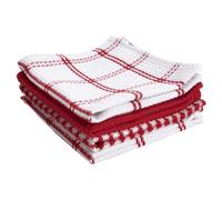 T-fal Premium Waffle Dish Cloths 4-Pack 12x13 Highly Absorbent Super Soft Long Lasting 100% Cotton Flat Waffle Dish Towel for Washing Dishes Red