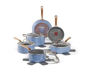 T-Fal Preserve Ceramic, Ceramic Non Stick Cookware Set 13 Piece, Oven Broiler Safe 350F, Kitchen Cookware Set w/Frypans, Saucepans, Sautepan, Dutch Oven, Lids, Pan Protectors, Pots and Pans, Blue