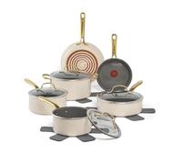 T-Fal Preserve Ceramic, Non Stick Cookware Set 13-Piece, Oven & Broiler Safe up to 350°F, Includes Stockpot, Saucepans, Frying Pans, Protectors, Pots and Pans, Beige