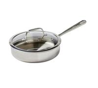T-fal Pro Tri-Ply Stainless Steel Saute Pan with Lid 3 Quart Induction Compatible Oven Safe 500F, Lid 350F, Deep Frying Pan, Fast & Even Heat, Professional Quality, Durability, Dishwasher Safe, Silver