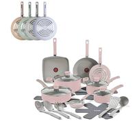 T-fal Refresh Ceramic Ceramic Non Stick Cookware Set 20 Piece Oven Broiler Safe 350F Dusty Rose