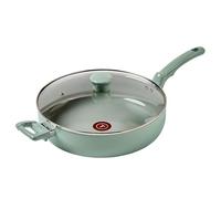 T-fal Refresh Ceramic, Ceramic Non Stick Jumbo Cooker w/Lid 5 Quart, Oven Broiler Safe 350F, Cookware, Kitchen, Deep Frying Pan w/Handle, Saute Pan, Healthy Cooking, Skillet Pots and Pans Mint Green