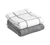T-Fal Textiles 2-Pack Parquet, Cotton, Gray, Solid/Check-2 Pack