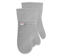 T-Fal Textiles Waffle Silicone Oven Mitt Set, Softflex,Non-Slip Grip, Heat Resistant, 13 x 7-inches, 2 Pack, Gray 95054, Cotton