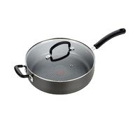 T-FAL Ultimate Hard Anodized Non Stick Jumbo Cooker with Lid & Helper Handle 5 Quart, Oven Broiler Safe 400F, Lid Safe 350F, Cookware, Deep Frying Pan, Skillet, Pots and Pans, Dishwasher Safe, Grey