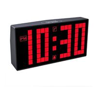 T-FAMY Digital Alarm Clock with Auto-Dimmable LED Pixel Display, Weekend Alarm Mode, Plug-in Power with Battery Backup, DST Adjustment, Perfect for Bedroom or Desk (Red Display)