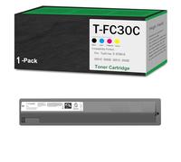 T-FC30C High Yield Toner Compatible Replacement for T-F505K T-F505C T-F505M T-F505Y Toner For Toshiba E-STUDIO 2051C 2050C 2551C 2550C Multifunction Machine Printer, With Chip,Black-Small Yield