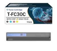T-FC30C TFC30C T-F505K T-F505C T-F505M T-F505Y Toner Cartridge High Yield Ink Cartridge Compatible Replacement Parts for Toshiba E-STUDIO 2051C 2050C 2551C 2550C Printer, With Chip,Cyan-Small Yield