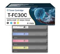 T-FC30C TFC30C T-F505K T-F505C T-F505M T-F505Y Toner Cartridge High Yield Ink Cartridge Compatible Replacement Parts for Toshiba E-STUDIO 2051C 2050C 2551C 2550C Printer, With Chip,4Color-Small Yield