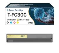 T-FC30C TFC30C T-F505K T-F505C T-F505M T-F505Y Toner Cartridge High Yield Ink Cartridge Compatible Replacement Parts for Toshiba E-STUDIO 2051C 2050C 2551C 2550C Printer, With Chip,Yellow-Small Yield