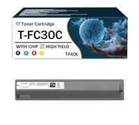 T-FC30C TFC30C T-F505K T-F505C T-F505M T-F505Y Toner Cartridge High Yield Ink Cartridge Compatible Replacement Parts for Toshiba E-STUDIO 2051C 2050C 2551C 2550C Printer, With Chip,Black-Small Yield