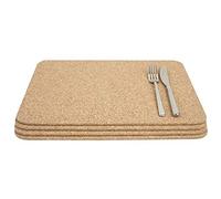 T&G FSC Certified Cork Rectangular Table Mats/Surface Protectors, Set of 4, Large, 40 x 30 x 0.6 cm, Natural (15039)