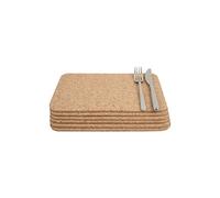 T&G FSC Certified Cork Rectangular Table Mats/Surface Protectors, Set of 6, Medium, 28 x 20.5 x 0.6 cm, Brown