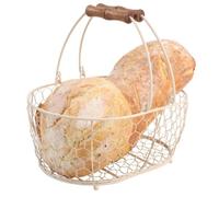 T&G Provence Wireware Medium Oval Basket with Aged Wooden Handles, Cream, 29.5 x 21.5 x 12.7 cm