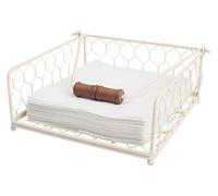 T&G Provence Wireware Napkin Holder with Aged Wooden Handle, Cream, 18.6 x 18.6 x 8.7 cm