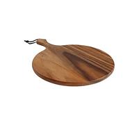 T&G Woodware Rustic Acacia Baroque Round Handled Board with Leather Tie, Brown, Medium