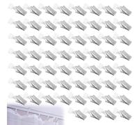 T-Glider Curtain Clips, Curtain Hooks with Wheels, Rail Gliders, Curtain Rolls, Metal Curtain Rolls, T-Rail Curtain Clips for Curtain Hooks, Shower Curtain, Door Curtains, Caravan, Pack of 60 (B))