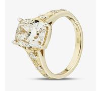 T. H. Baker 14ct Yellow Gold Certified 4.15ct Cushion Cut Lab Grown Diamond Shoulder Set Ring LGR47672-415