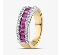 T. H. Baker 18ct Two Colour Gold Baguette Cut Ruby & Brilliant Cut Diamond Half Eternity Ring R19039-RUBY N - N