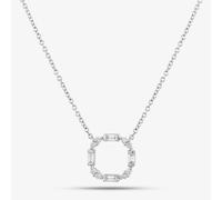 T. H. Baker 18ct White Gold 0.36ct Baguette & Brilliant Cut Diamond Open Circle Necklace LG253/NA