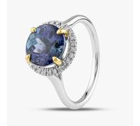 T. H. Baker 18ct White Gold 3.51ct Brilliant Cut Tanzanite & 0.12ct Diamond Halo Ring NTR2027GTZD-18YWG - L 1/2