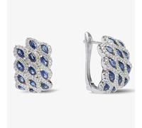 T. H. Baker 18ct White Gold Marine Sapphire and Diamond Wave Cluster Earrings LG193/EA-PR(BS)