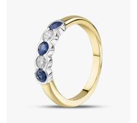 T. H. Baker 18ct Yellow Gold 0.40ct Brilliant Cut Sapphire & 0.20ct Diamond Five Stone Ring 23680 - L