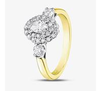 T. H. Baker 18ct Yellow Gold 0.80ct Multi-Cut Diamond Oval Cluster Ring 31169YW/80-18 - N