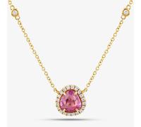 T. H. Baker 18ct Yellow Gold 1.06ct Pink Sapphire & 0.22ct Brilliant Cut Diamond Halo Necklace NTX1663 18YG