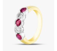 T. H. Baker 18ct Yellow Gold Brilliant Cut Ruby & Diamond Five Stone Ring 33690 - M
