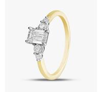 T. H. Baker 18ct Yellow Gold Certificated 0.70ct Emerald & Brilliant Cut Diamond Shoulder Set Solitaire Ring 31290YW/90-18 - F - M - 0.71ct