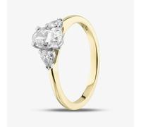 T. H. Baker 18ct Yellow Gold Certified 0.96ct Oval & Pear Cut Diamond Shoulder Set Solitaire Ring RN11088