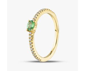 T. H. Baker 18ct Yellow Gold Oval Cut Emerald & Brilliant Cut Diamond Shoulder Set Solitaire Ring R26803KY18GG005 18KY - M