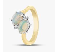 T. H. Baker 18ct Yellow Gold Oval Opal & Brilliant Cut Diamond Twist Ring 59210OPG6 M - M