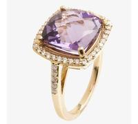 T. H. Baker 9ct Gold Diamond and Amethyst Square Shouldered Ring 9DR443-AM-Y