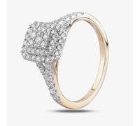 T. H. Baker 9ct Two Colour Gold 0.50ct Diamond Oblong Cluster Shouldered Ring TH012556R - Q