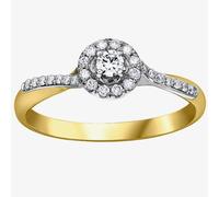 T. H. Baker 9ct Two Tone Gold 0.25ct Diamond Twist Cluster Ring 30392YW/25-10