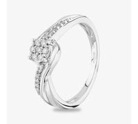 T. H. Baker 9ct White Gold 0.15ct Diamond Cluster Twist Ring TH014856R - Q