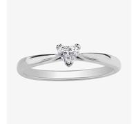 T. H. Baker 9ct White Gold 0.20ct Diamond Heart Shaped Solitaire Ring 1968WG/20-9 - L