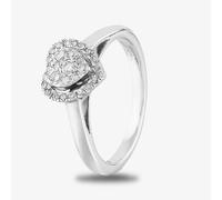 T. H. Baker 9ct White Gold 0.25ct Diamond Heart Cluster Ring TH014657R - 49 (J)