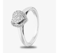 T. H. Baker 9ct White Gold 0.25ct Diamond Heart Cluster Ring TH014657R - P