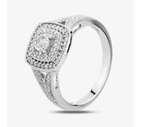 T. H. Baker 9ct White Gold 0.33ct Diamond Split Shouldered Cushion Cluster Ring TH012525R - Q