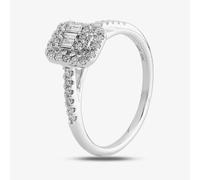 T. H. Baker 9ct White Gold 0.35ct Multi-Cut Diamond Square Cluster Ring TH012536R - L
