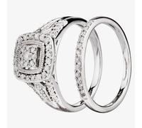 T. H. Baker 9ct White Gold 0.50ct Diamond Cushion Bridal Ring TH012560R - M