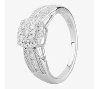 T. H. Baker 9ct White Gold 0.50ct Diamond Square Cluster Shouldered Ring TH012558R - Q