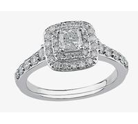 T. H. Baker 9ct White Gold 0.50ct Princess-cut Diamond Double Halo Ring 3812WG/50-9 - P