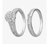 T. H. Baker 9ct White Gold 1.00ct Diamond Cluster Halo Bridal Set TH011791R - P